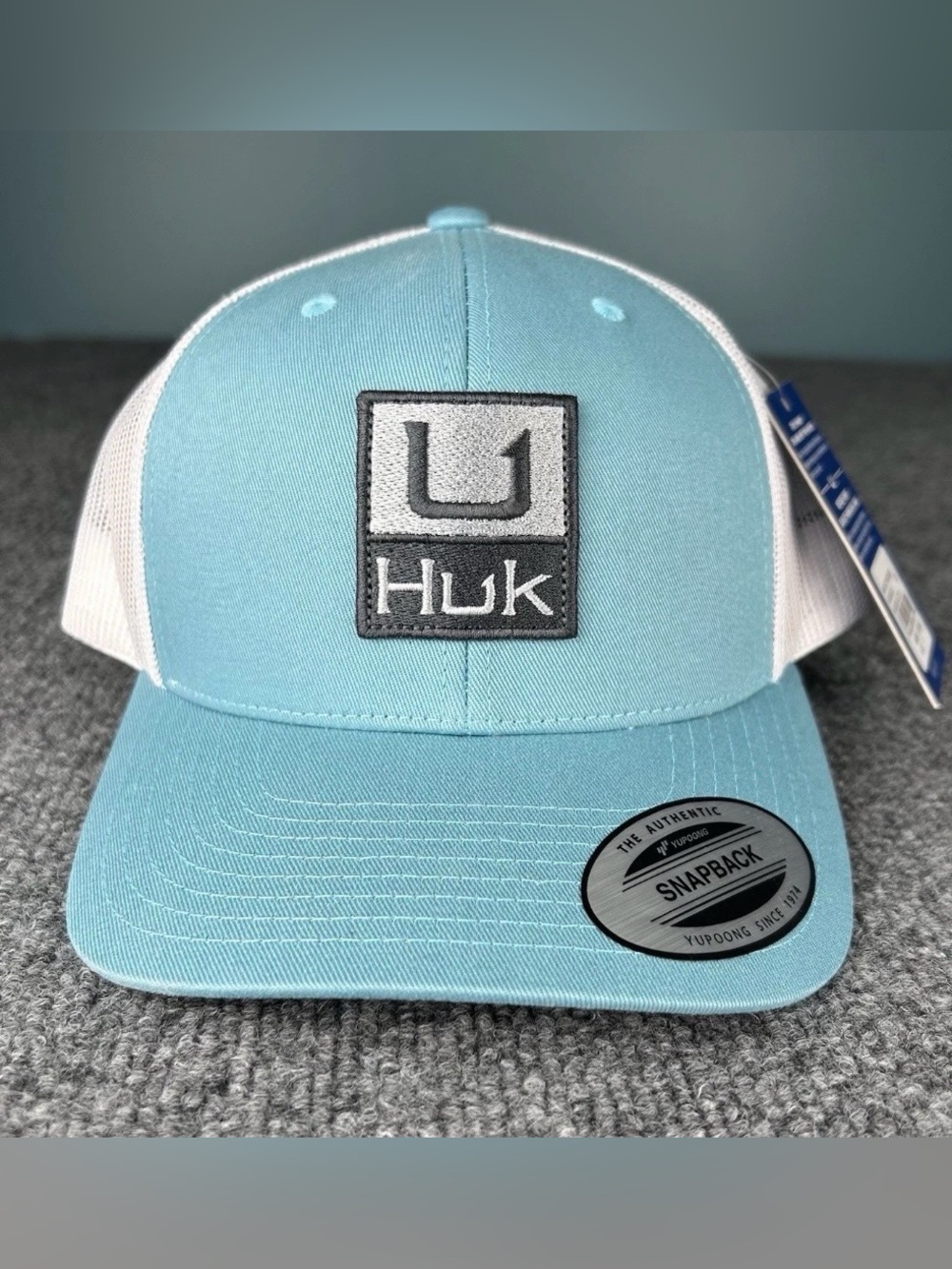 HUK Hat Cap SnapBack Mesh Teal White Fishing Trucker Outdoors Sporty NWT